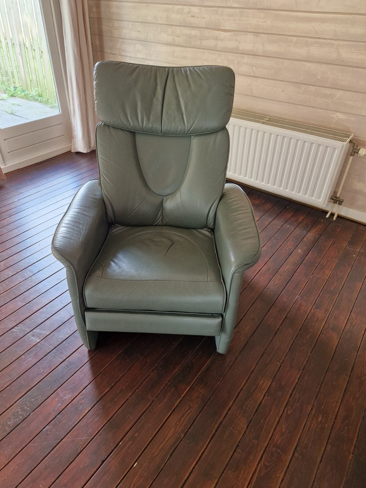 Lederen verstelbare fauteuil, Ophalen, Gebruikt, Minder dan 75 cm, Leer