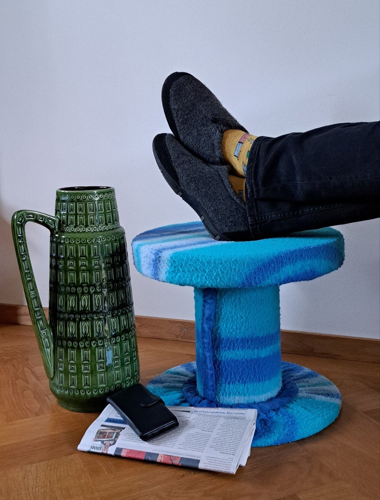 Retro bijzettafel - poef - nachtkastje, Ophalen of Verzenden, Huis en Inrichting