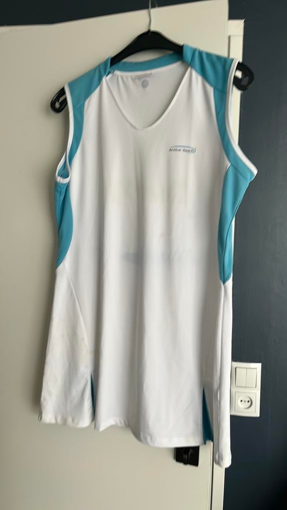 Tennisjurkje wit met turquoise,, Xl, Active touch, Kleding | Dames, Sportkleding, Ophalen of Verzenden, Zo goed als nieuw, Maat 46/48 (XL) of groter