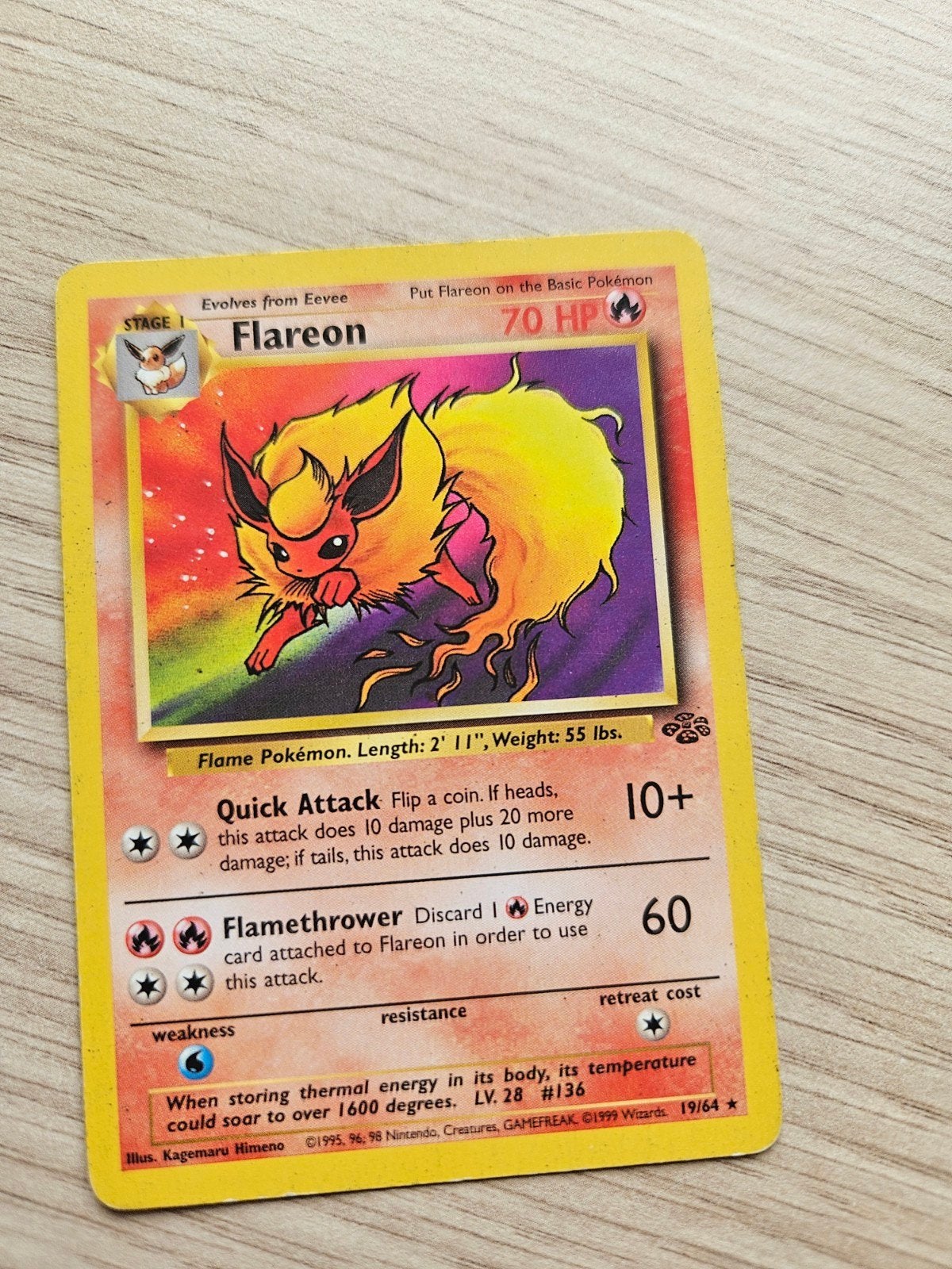 Pokémon Flareon Jungle Set 19/64 Holo Rare Kaart, Hobby en Vrije tijd, Ophalen of Verzenden, Gebruikt, Losse kaart