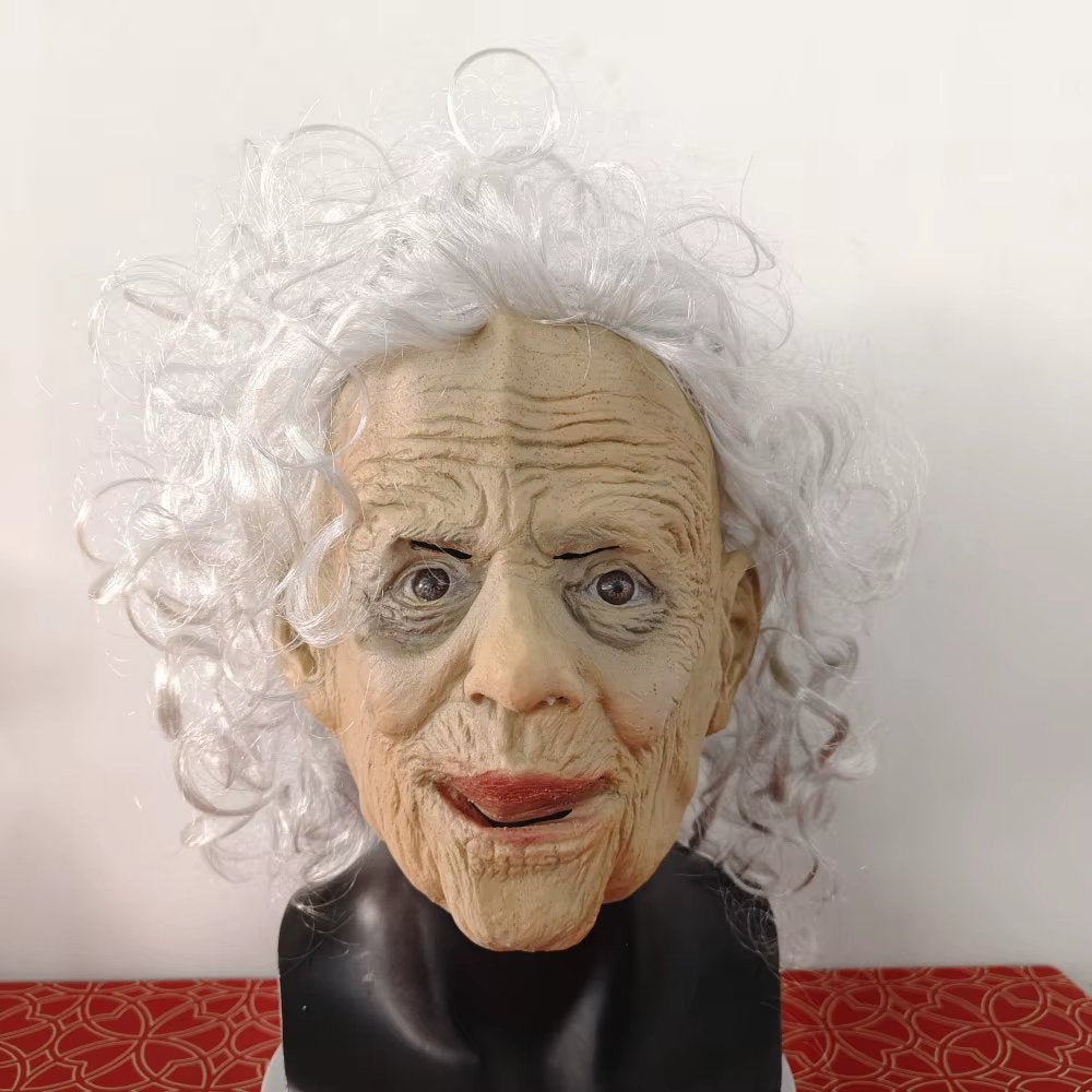 Grijze Oma Gezicht Masker Latex, Verzenden, Nieuw, Feestartikel, Overige