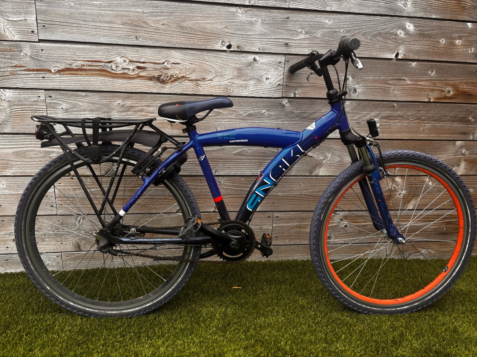 Stoere blauwe fiets met 26 inch wielen en 18 versnellingen, Ophalen, Minder dan 10 versnellingen, Gebruikt, Velgrem