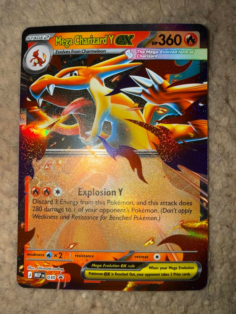 Pokémon Mega Charizard Y EX kaart, Ophalen of Verzenden, Gebruikt, Losse kaart, Foil