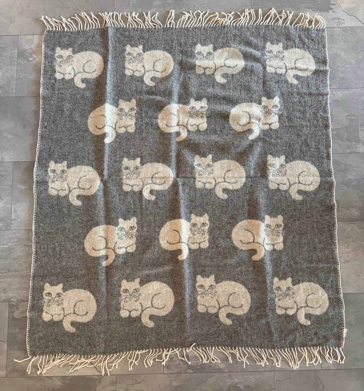 Wollen deken/plaid met kattenprint - 125x170 cm nieuw, Ophalen of Verzenden, Zo goed als nieuw