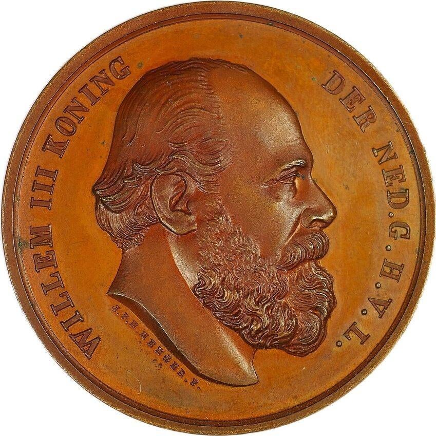 Nederland penning Willem III humanitaire hulp EF+, Ophalen of Verzenden, Overige materialen, Nederland
