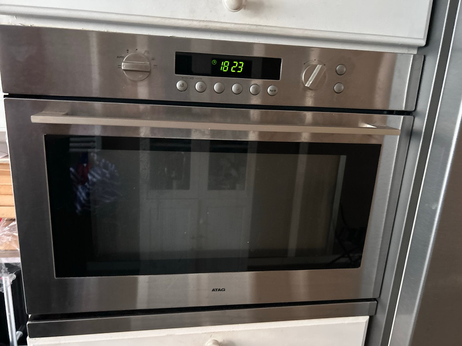 Atag Inbouw combi Oven - Scheurtje in klep, geen roosters, Ophalen, 45 tot 50 cm, Gebruikt, Oven