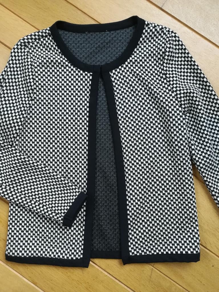 Colbert vest zwart wit ruit maat L, Ophalen of Verzenden, Zo goed als nieuw, Maat 38/40 (M), Zwart