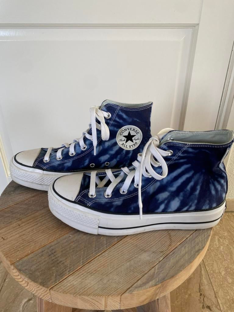 Converse Platform All stars tie dye sneakers blauw/wit, 38, Blauw, Ophalen of Verzenden, Sneakers of Gympen, Zo goed als nieuw