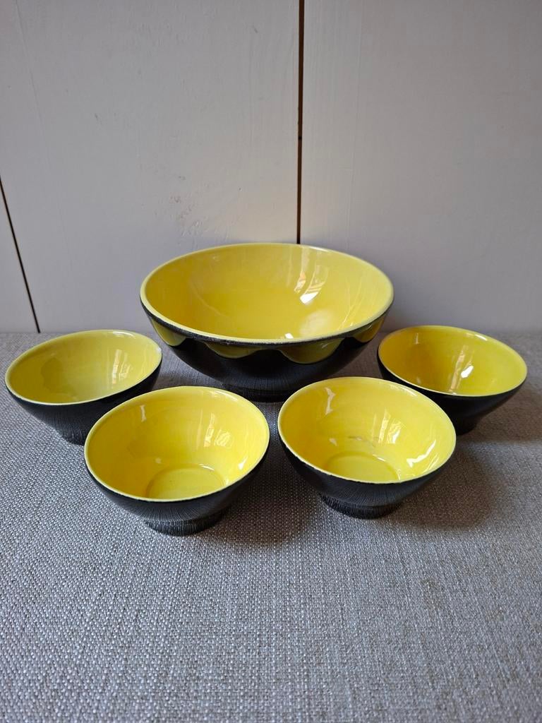 Gele en zwarte keramische schalen set, Ophalen of Verzenden