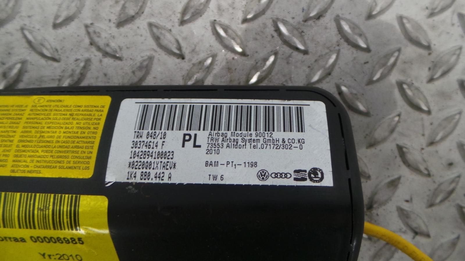 VOLKSWAGEN GOLF AIRBAG RECHTS 1K4880442A, 30374614F, 1042894, Auto-onderdelen, Ophalen of Verzenden, Gebruikt, ARN erkend