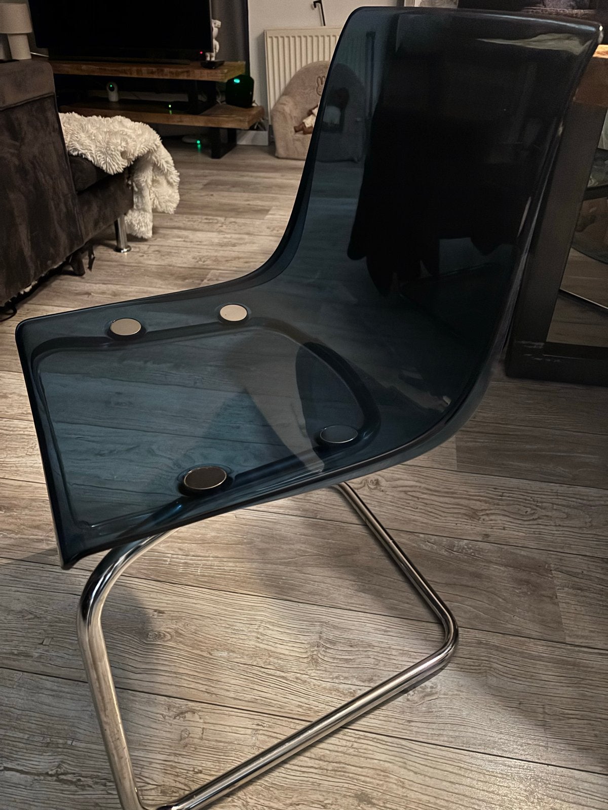 IKEA Tobias stoelen - 2 blauw, 1 grijs, Kunststof, Gebruikt, Drie, Blauw