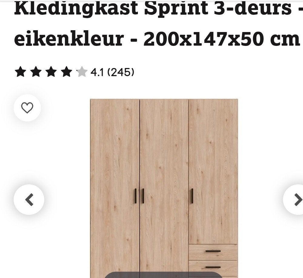 Kledingkast, Huis en Inrichting, Kasten | Kledingkasten, Ophalen, Zo goed als nieuw, 50 tot 75 cm, 150 tot 200 cm