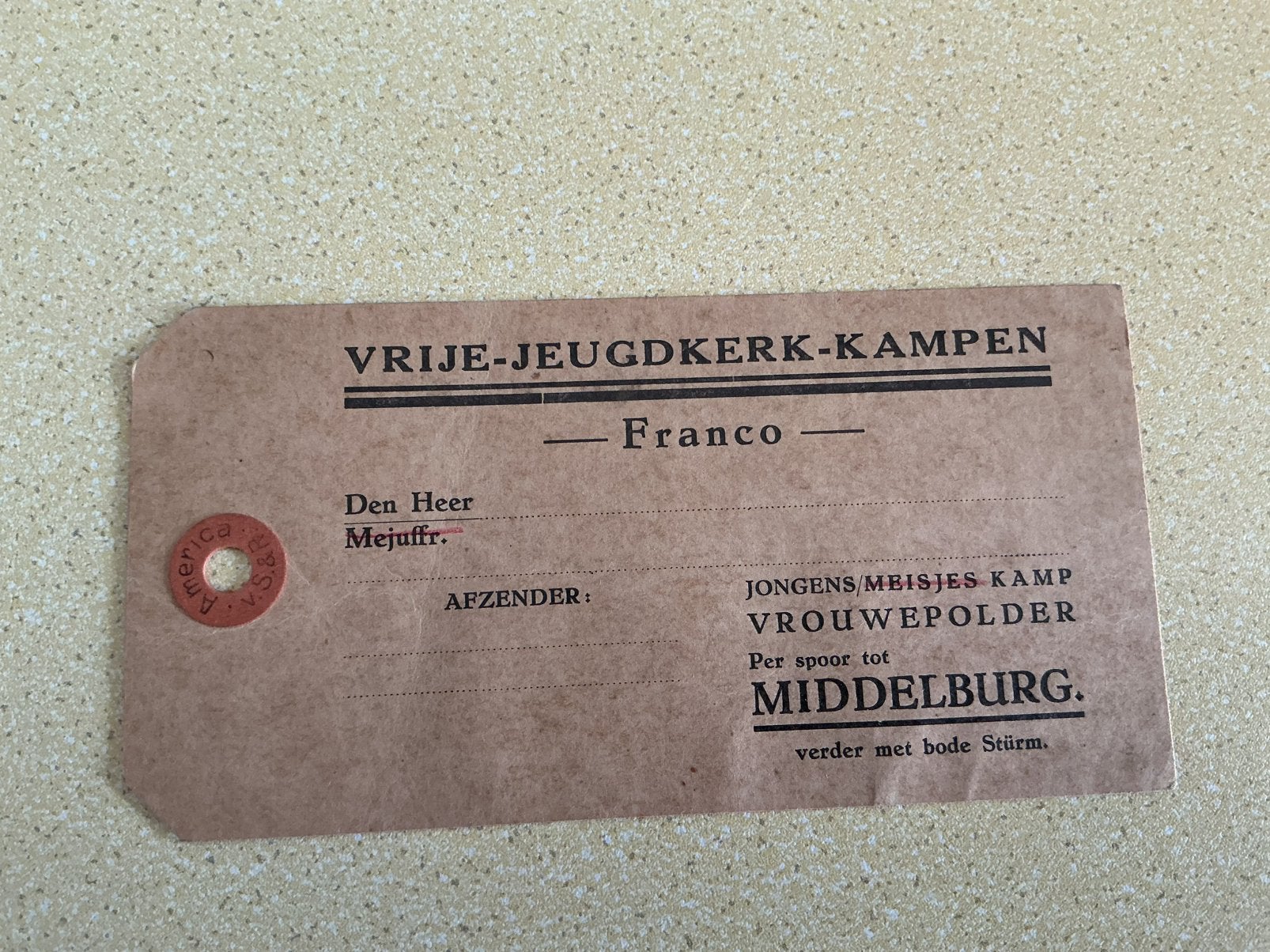 Kampen Vrouwenpolder Middelburg bagagelabel, Ophalen of Verzenden, Overijssel