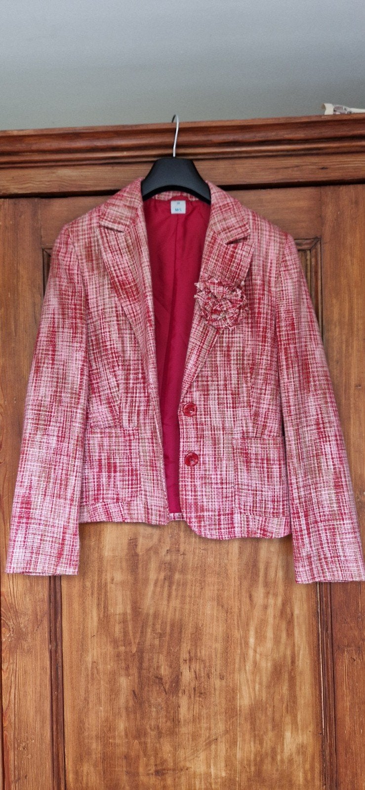 M&S rood geruit jasje maat 38, Maat 38/40 (M), Ophalen of Verzenden, Zo goed als nieuw, Jasje