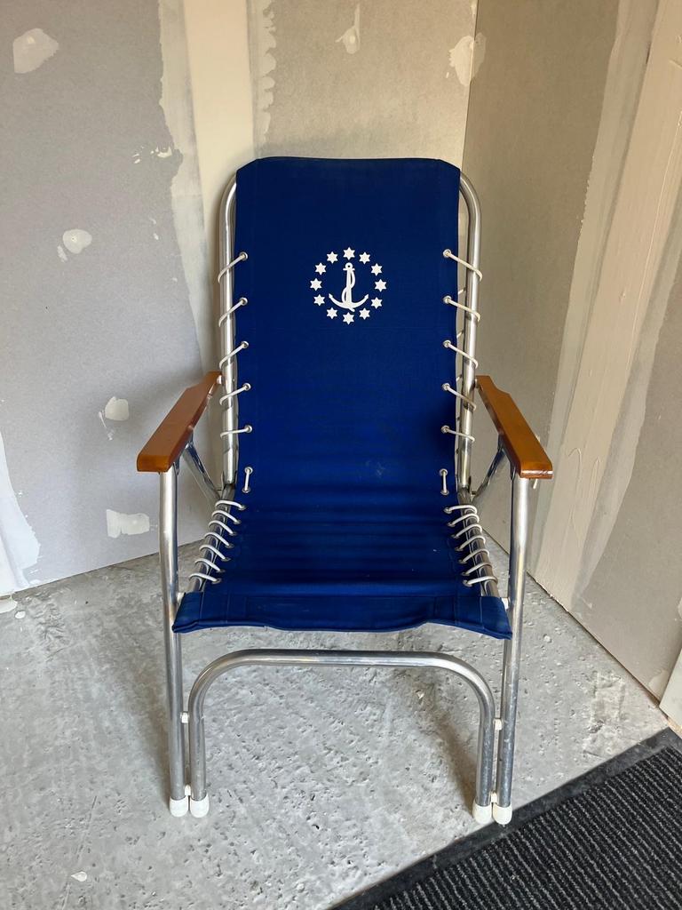 2x Comfortabele Blauwe Campingstoelen met Ankerlogo, Ophalen, Gebruikt, Campingstoel