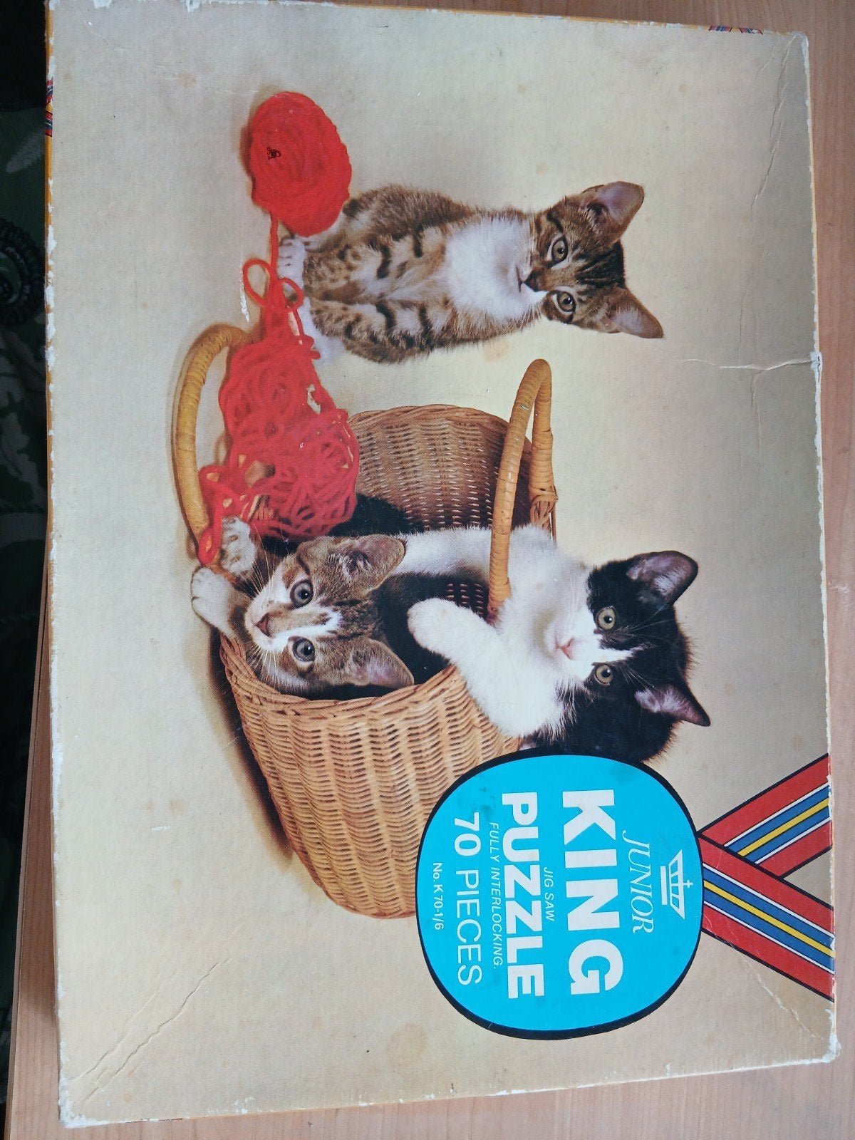 King Junior Legpuzzel met 70 stukjes - Kittens in mand, Ophalen of Verzenden