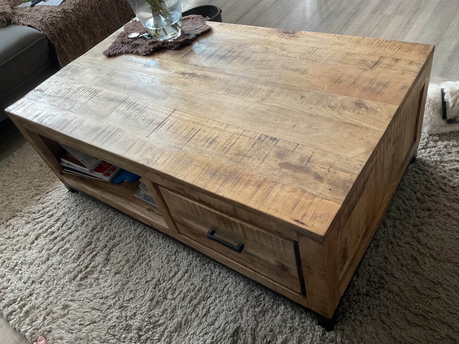 Mango salon tafel en eettafel, Ophalen, 100 tot 150 cm, 50 tot 100 cm, Zo goed als nieuw