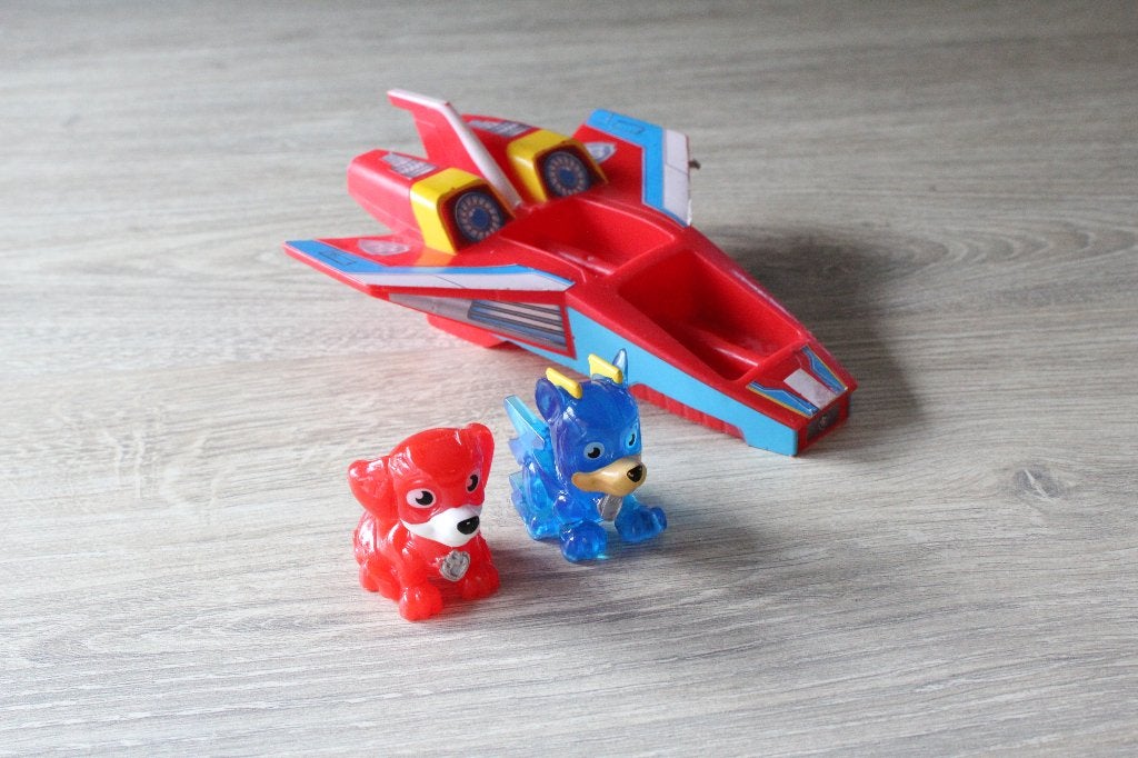 Paw Patrol Mighty Pups mini jet/vliegtuig met pups, Kinderen en Baby's, Speelgoed | Actiefiguren, Ophalen of Verzenden, Gebruikt