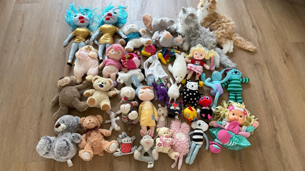 Grote collectie van 38 knuffels + 2 robotkatten, Ophalen, Gebruikt, Overige merken, Overige karakters