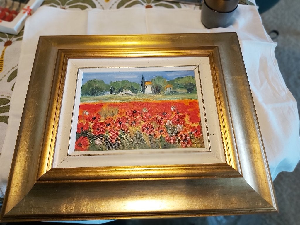 Olieverf Schilderij klaprozen Marie Tissot, Antiek en Kunst, Kunst | Schilderijen | Klassiek, Bloemen, Doek, Ophalen of Verzenden