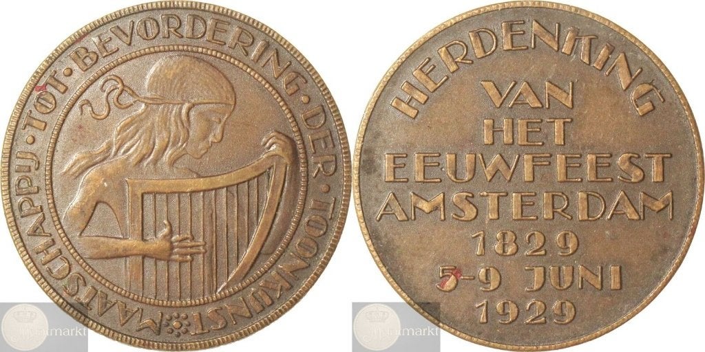 Historiepenning 1929 'Amsterdam: Herdenking Eeuwfeest', Ophalen of Verzenden, Zilver, Nederland