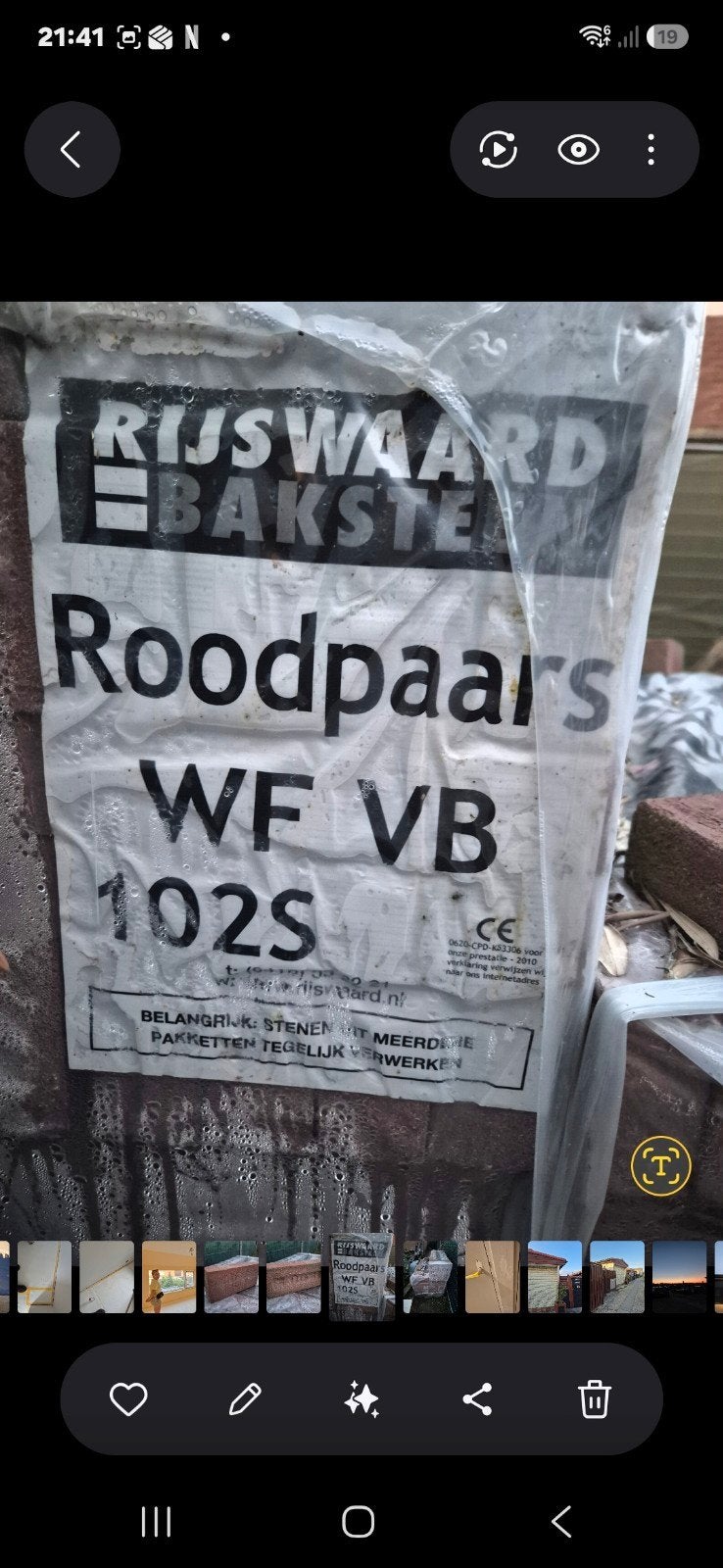 Roodpaarse Rijswaard Bakstenen WF VB 102S, Doe-het-zelf en Verbouw, Ophalen, Nieuw, Bakstenen
