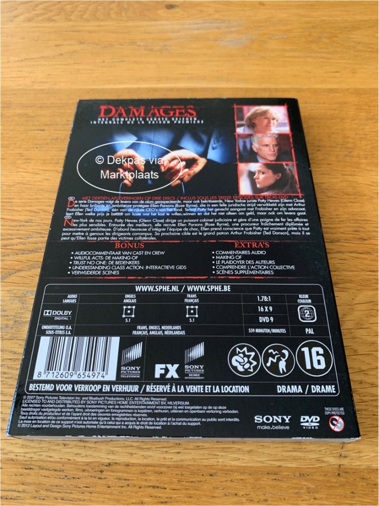 Dvd's Damages - Seizoen 1 en 2, Cd's en Dvd's, Gebruikt, Vanaf 16 jaar, Nederlands, Ophalen of Verzenden