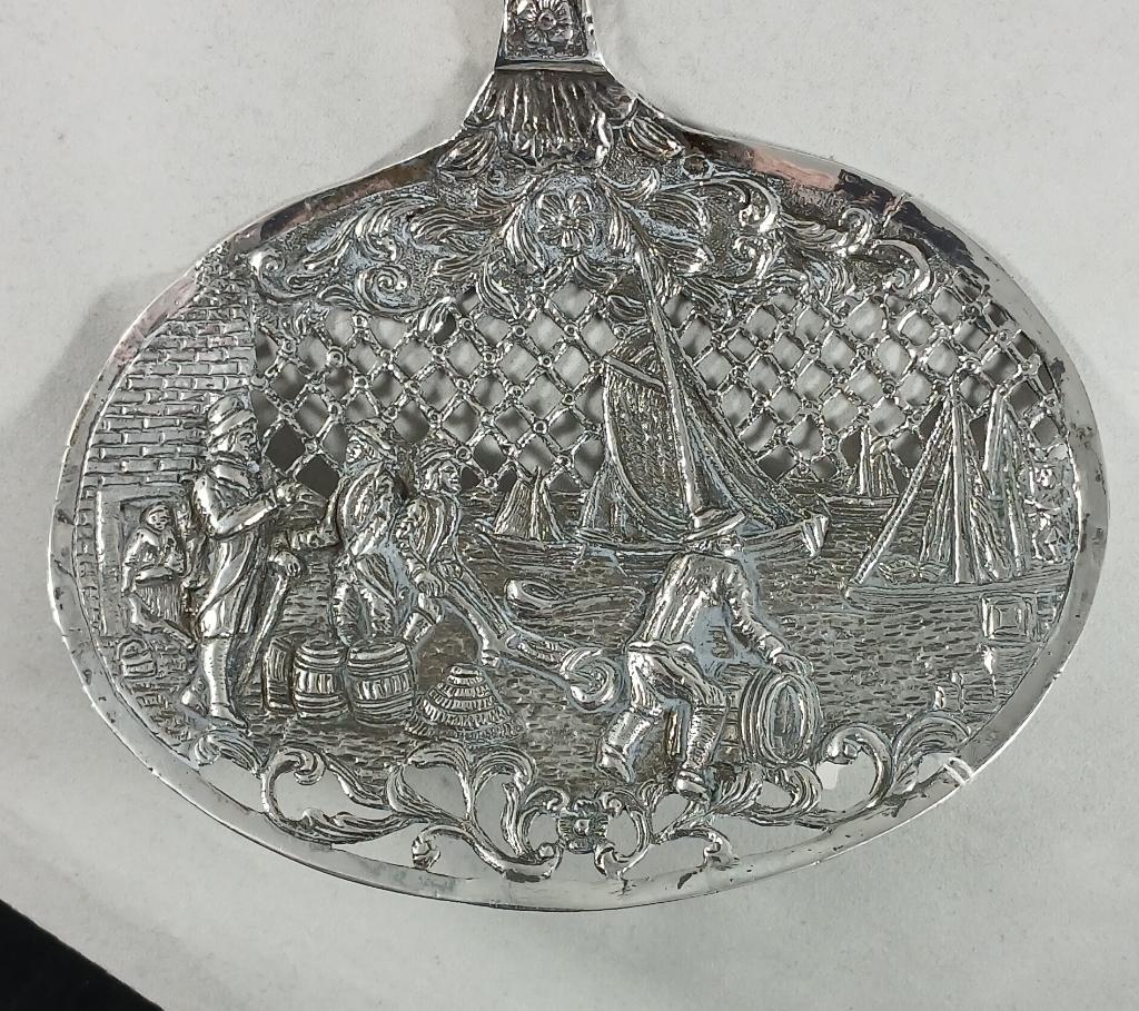 Zilveren Visschep Aspergeschep antiek 835 zilver, Ophalen of Verzenden, Zilver