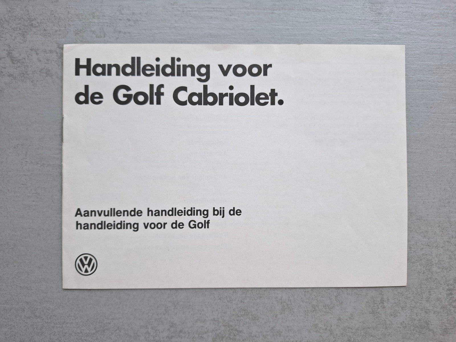 Volkswagen Golf Cabriolet handleiding - 1982, Ophalen of Verzenden