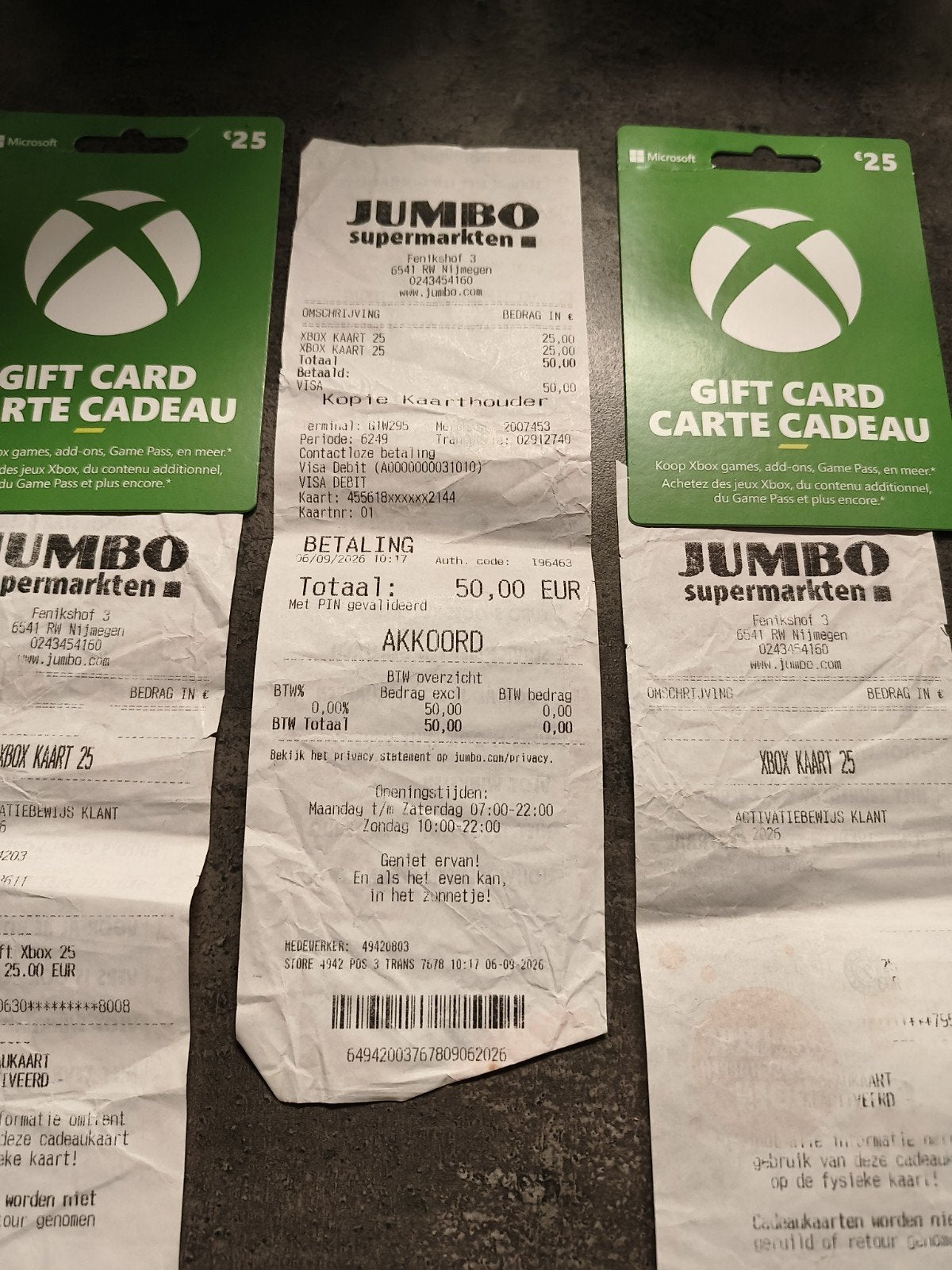 2 Xbox Gift Cards van €25 - Totaal €50 tegoed, Spelcomputers en Games, Ophalen