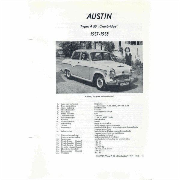 Austin A55 Cambridge Vraagbaak losbladig 1957-1958 #1 Nederl