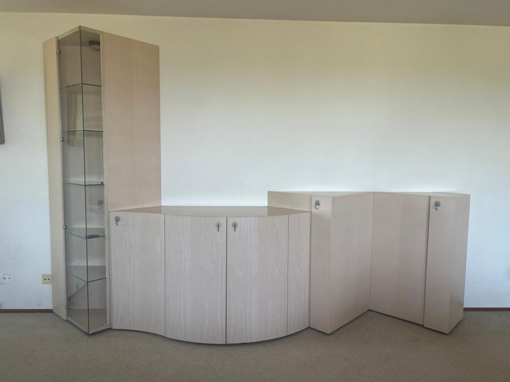 Moderne TV-meubel met vitrinekast en opbergruimte, Ophalen, Gebruikt, 200 cm of meer, Overige houtsoorten