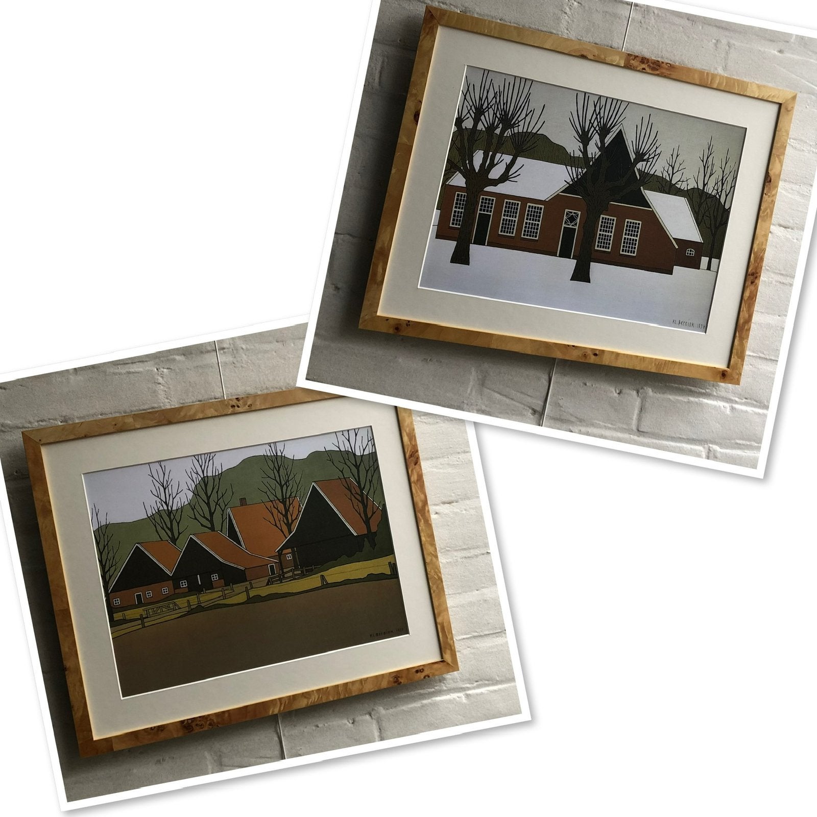 Schilderijen van Klaas Bernink (reproducties), Antiek en Kunst, Achter glas, Ophalen of Verzenden, Landschap, Aquarel