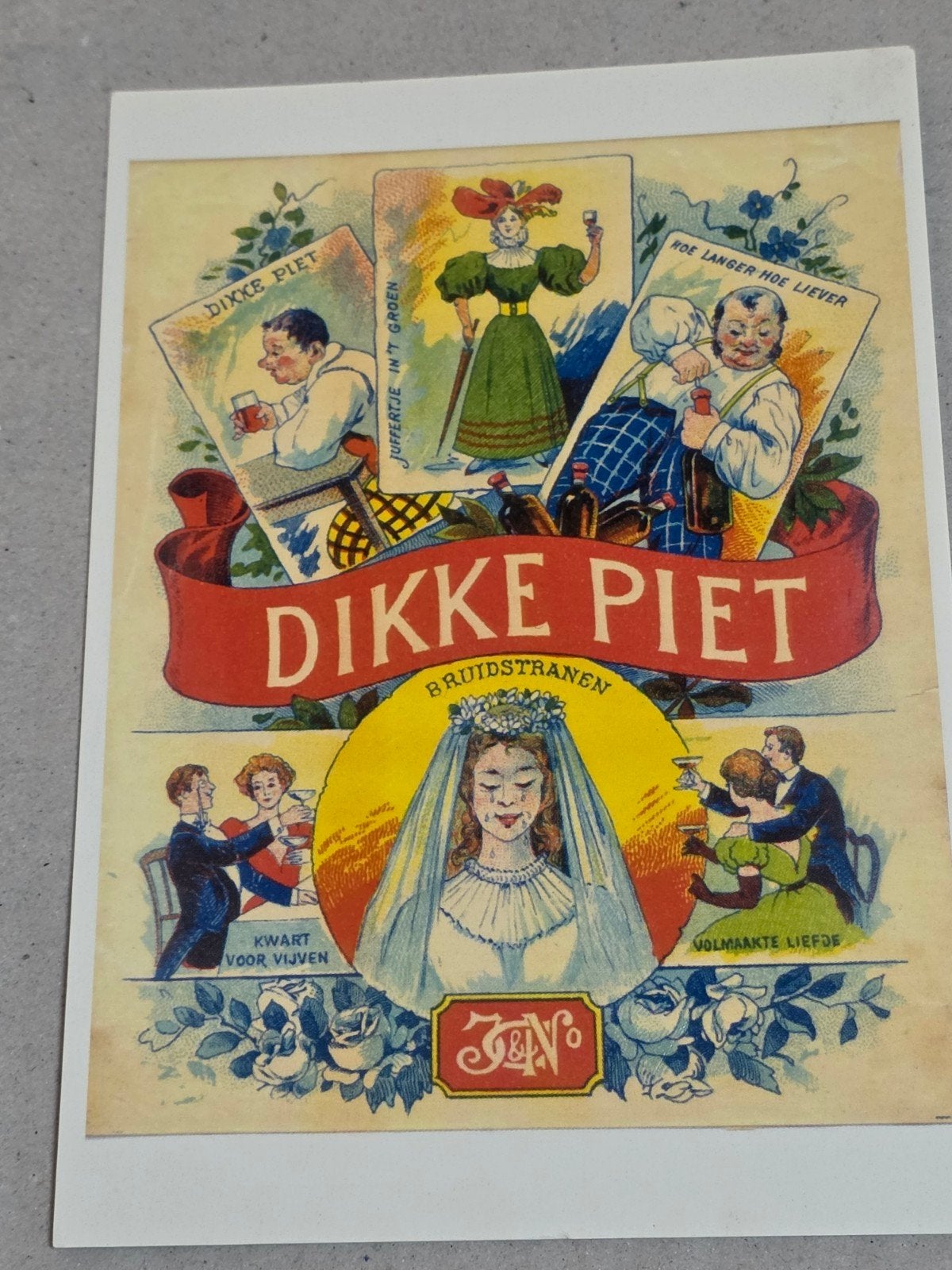 Oude postkaart 'Dikke Piet' Jenevermuseum Hasselt, Ophalen of Verzenden, 1940 tot 1960, Ongelopen, Limburg
