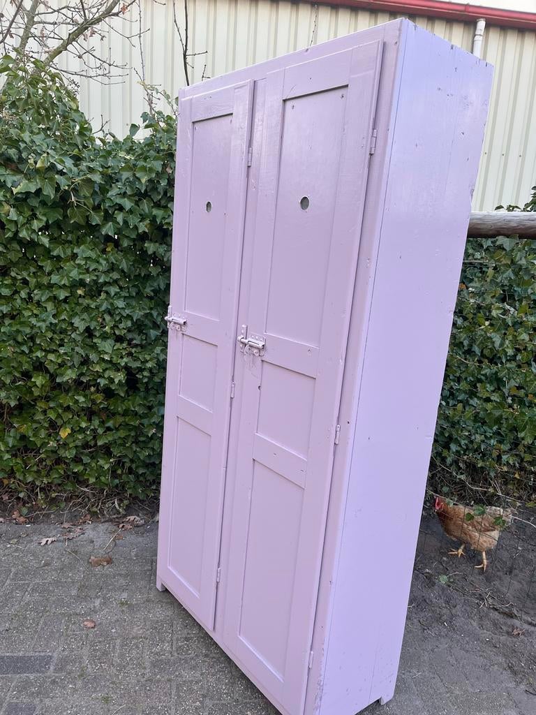 Vintage houten lockerkast oud roze, Huis en Inrichting, Kasten | Lockerkasten, Ophalen of Verzenden, Gebruikt
