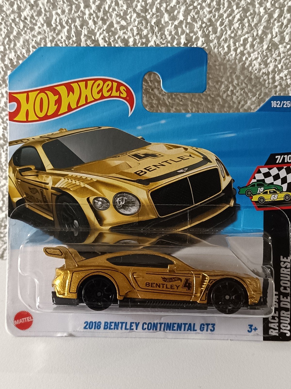 Hot Wheels 2018 Bentley Continental GT3 Goud, Ophalen of Verzenden