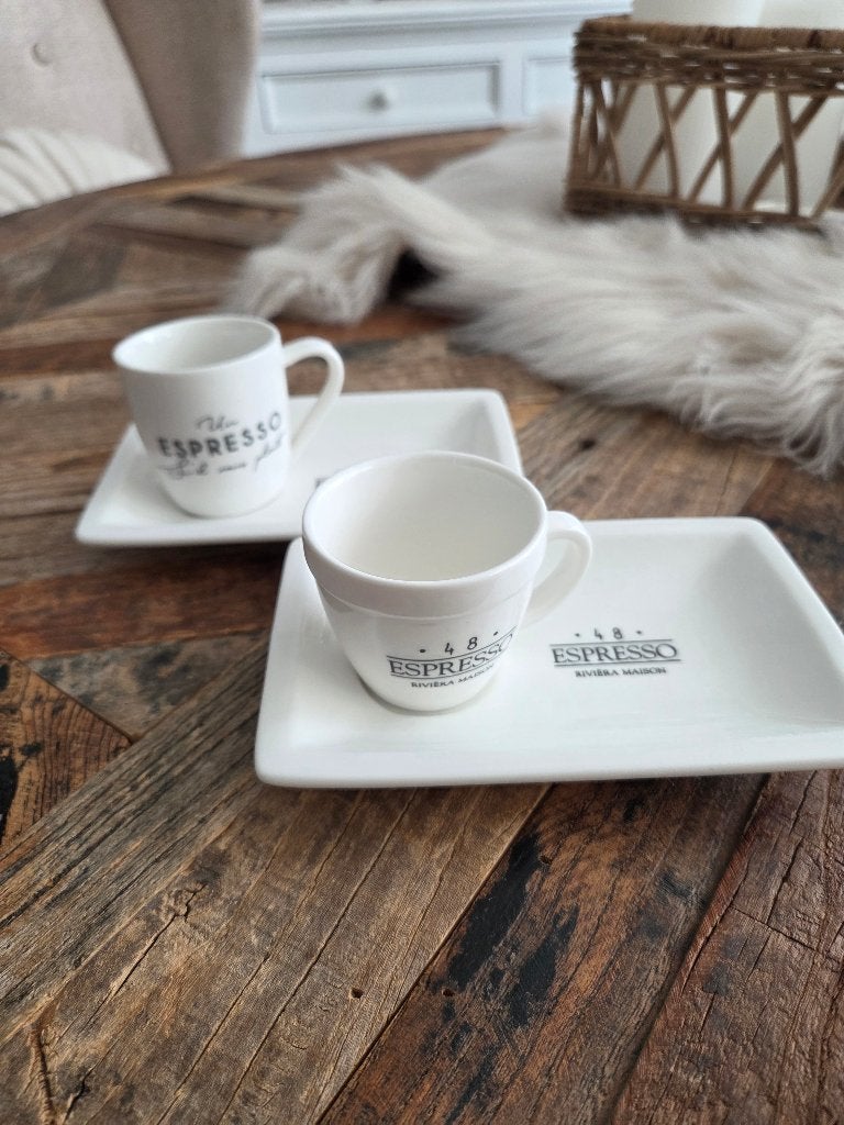 Nieuw   riviera maison  espresso  setje   2 x, Huis en Inrichting, Nieuw, Ophalen of Verzenden, Overige stijlen, Kop(pen) en/of Schotel(s)