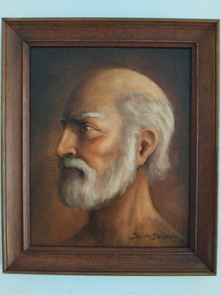 Olieverf schilderij portret gesigneerd Dirk van Dolderen, Ophalen of Verzenden