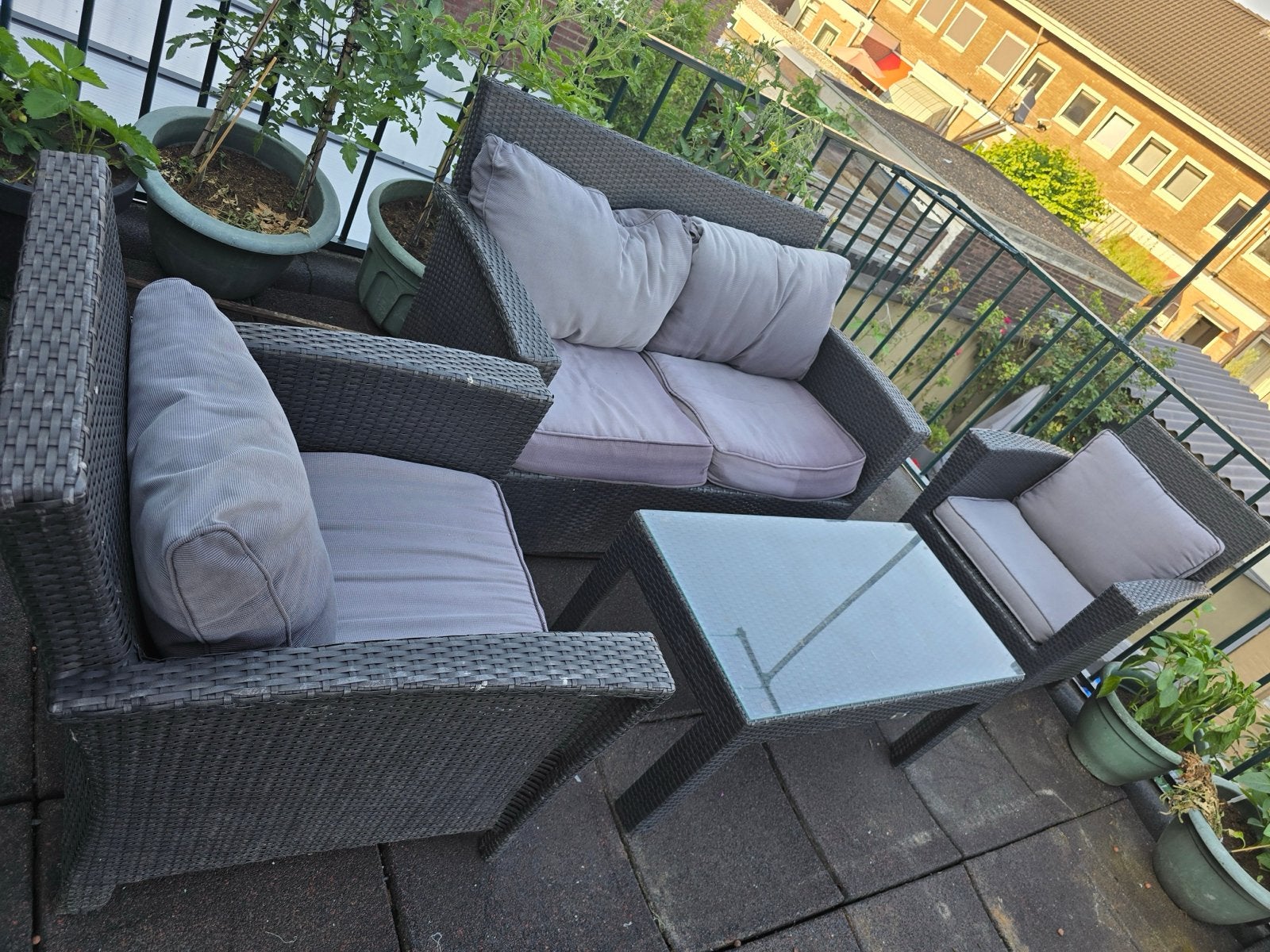 Tuinset Bois Le Duc nu voor 30€, Tuin en Terras, Tuinsets en Loungesets, Ophalen, 4 zitplaatsen, Gebruikt, Wicker