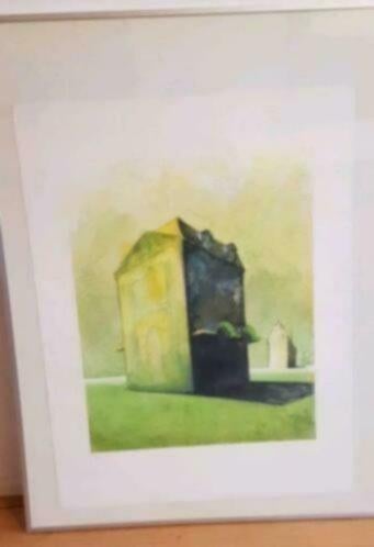 Sfeervolle litho van Adri Brouwer Huis met Luifel Haarlem., Ophalen
