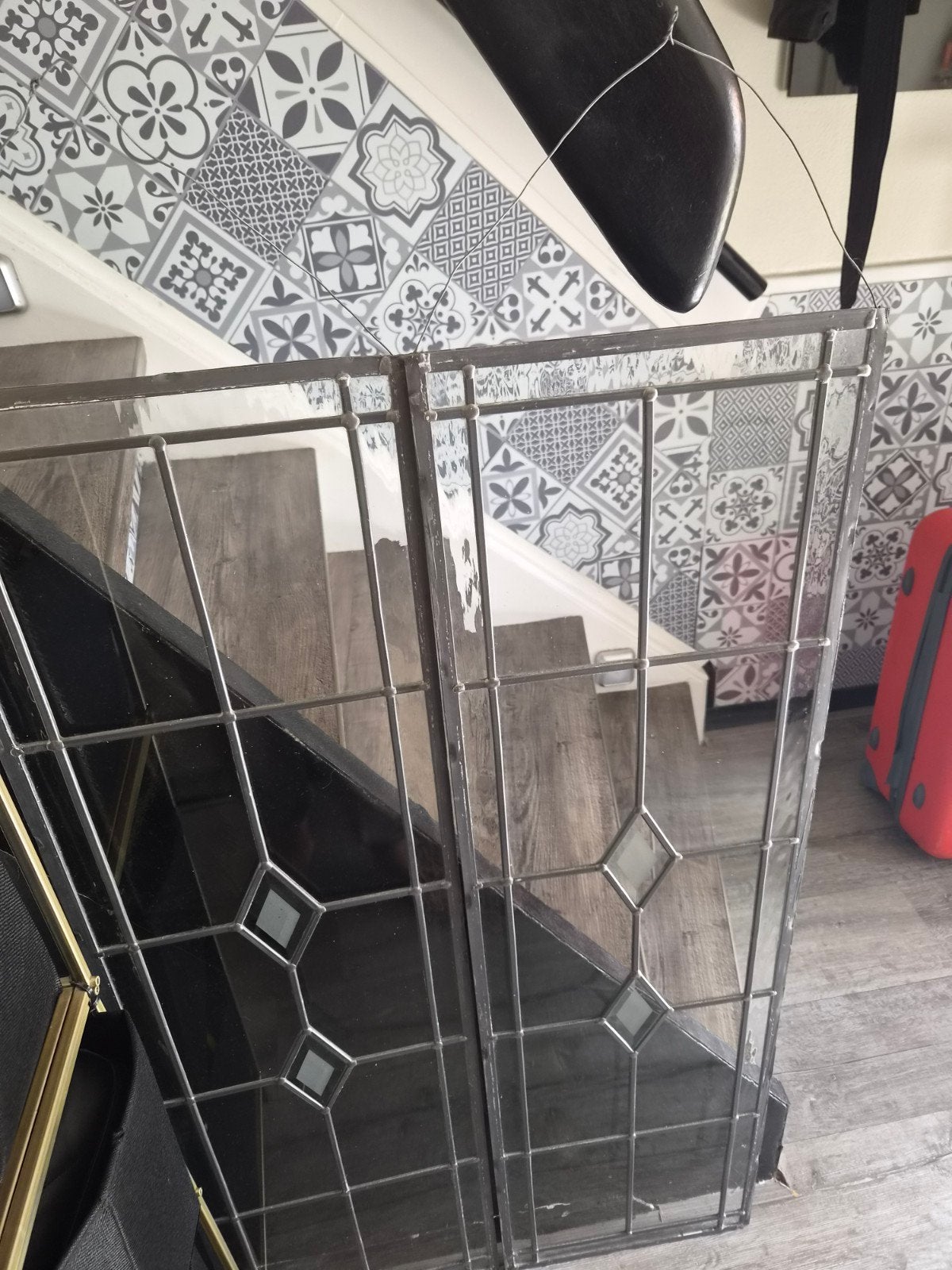 Set van 2 glas in lood panelen, Ophalen, Gebruikt, Minder dan 80 cm, Glas in lood