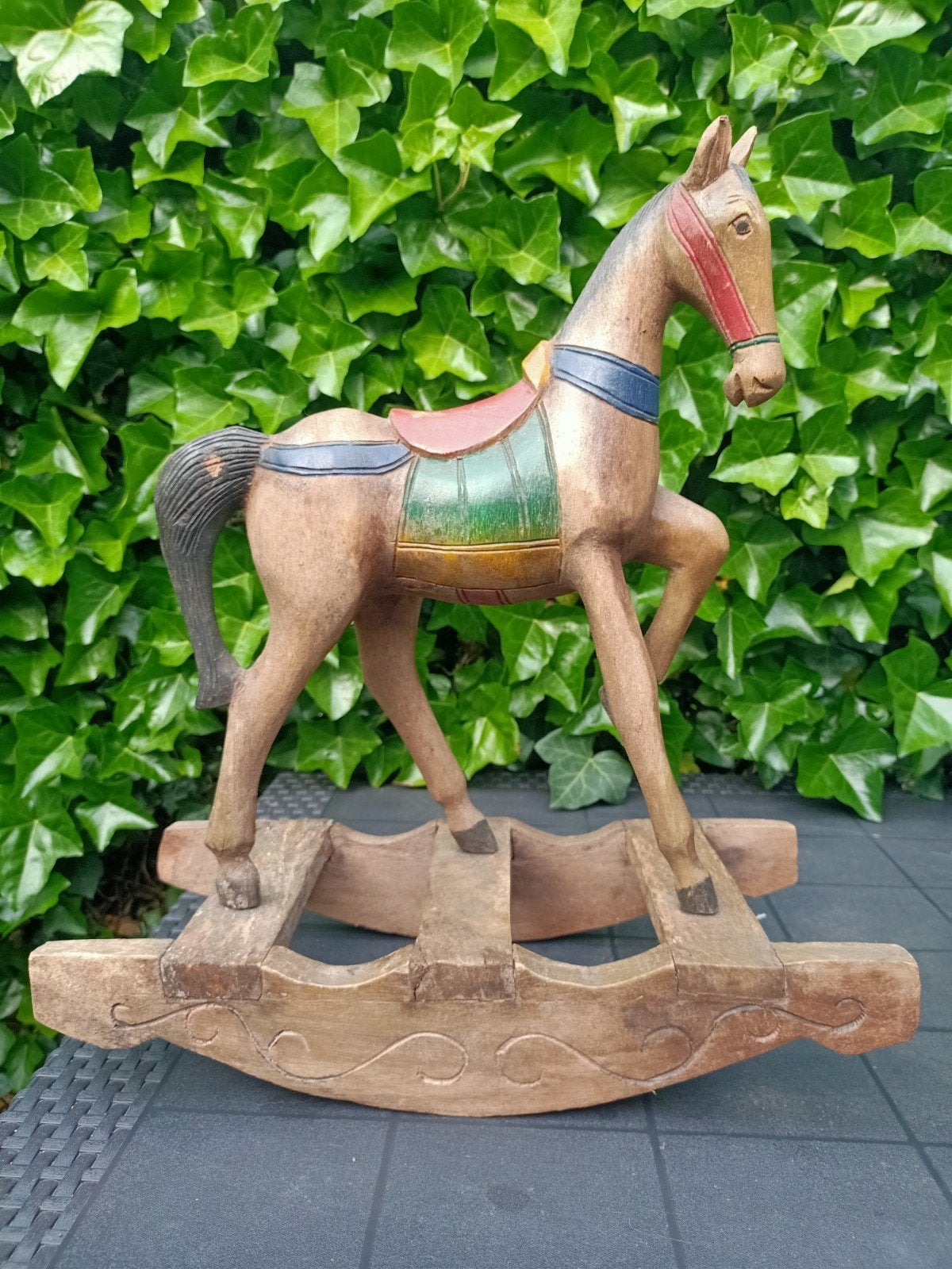 Antiek Houten Schommelpaard - Handgesneden Decoratie, Ophalen of Verzenden