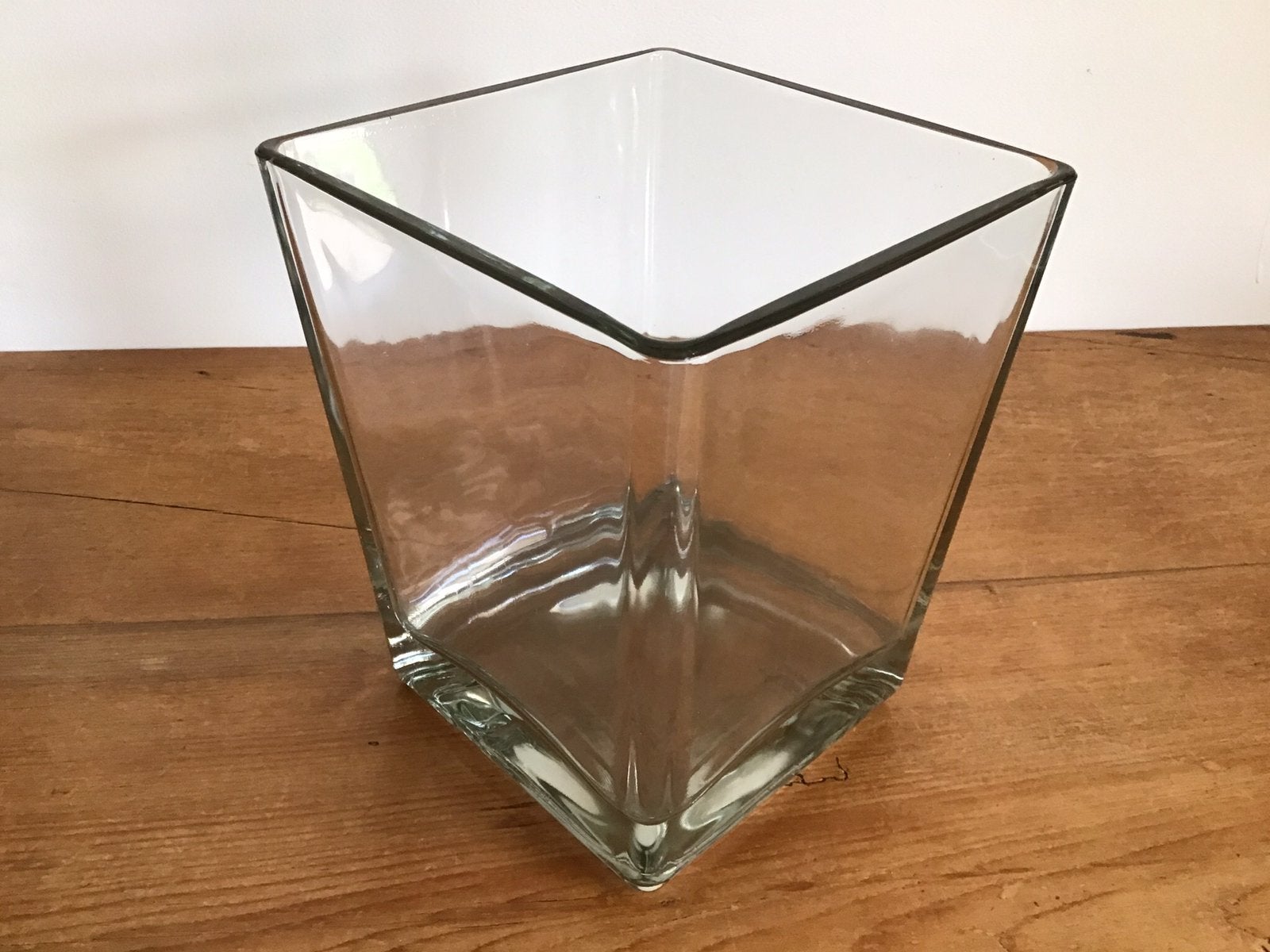 Vintage glazen accubak, vaas dik glas 1980s, Huis en Inrichting, Ophalen of Verzenden, Zo goed als nieuw, Glas