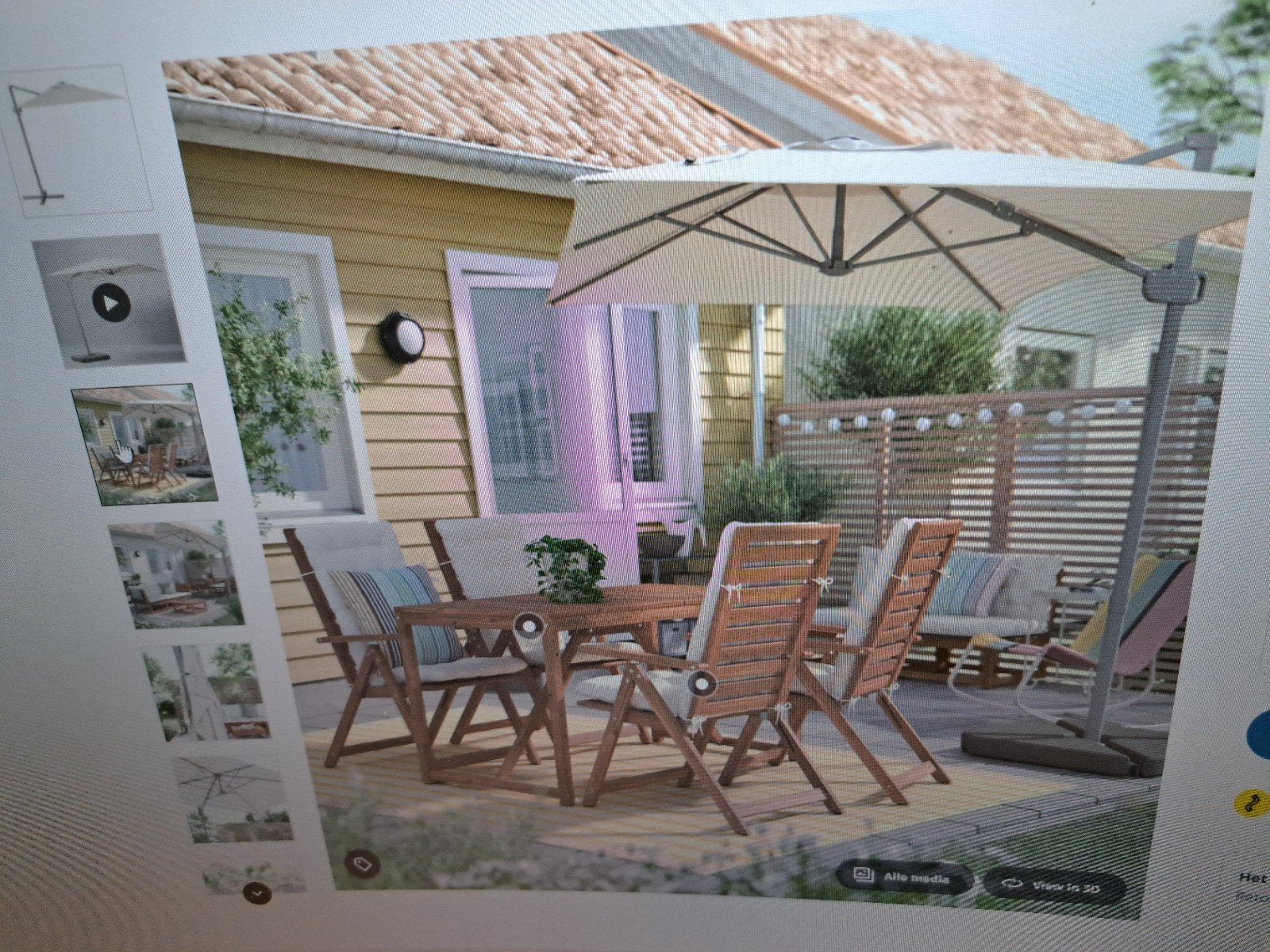 Parasol Ikea cremekleurig, Tuin en Terras, Parasols, Zweefparasol, Ophalen