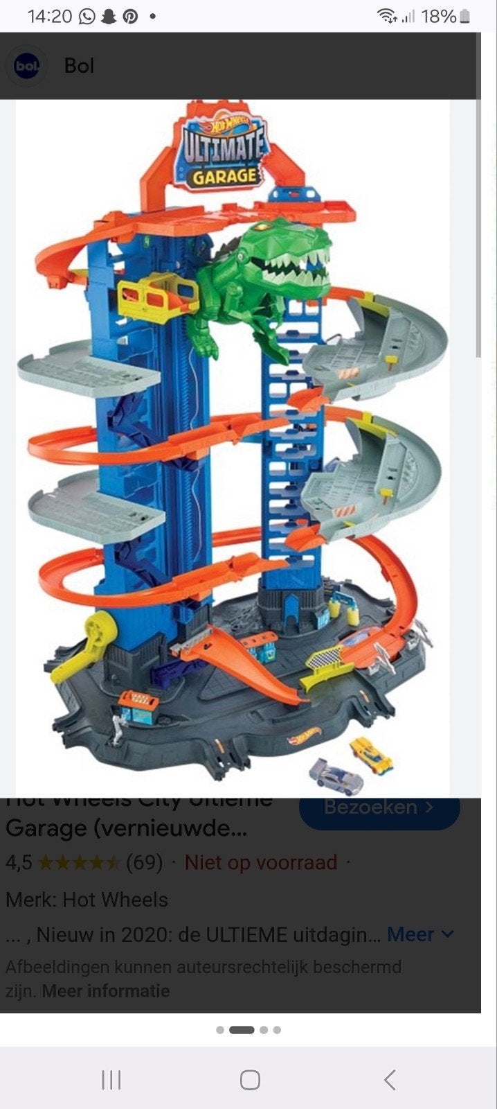 Hotwheels dino auto garage, Kinderen en Baby's, Speelgoed | Racebanen, Ophalen, Zo goed als nieuw, Handmatig, Hot Wheels