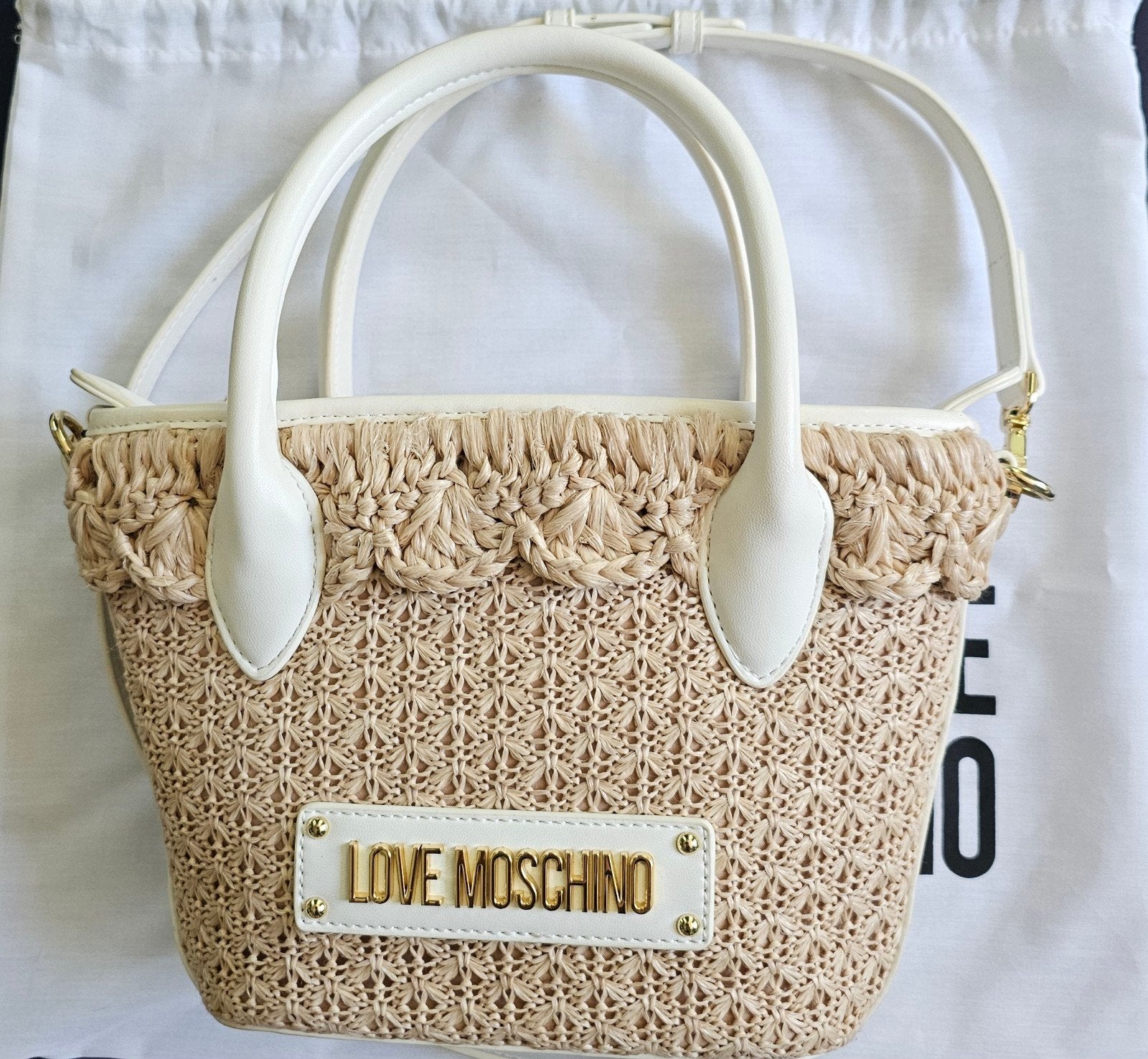 schouder/handtas LOVE MOSCHINO, Ophalen of Verzenden, Zo goed als nieuw, Beige, Handtas