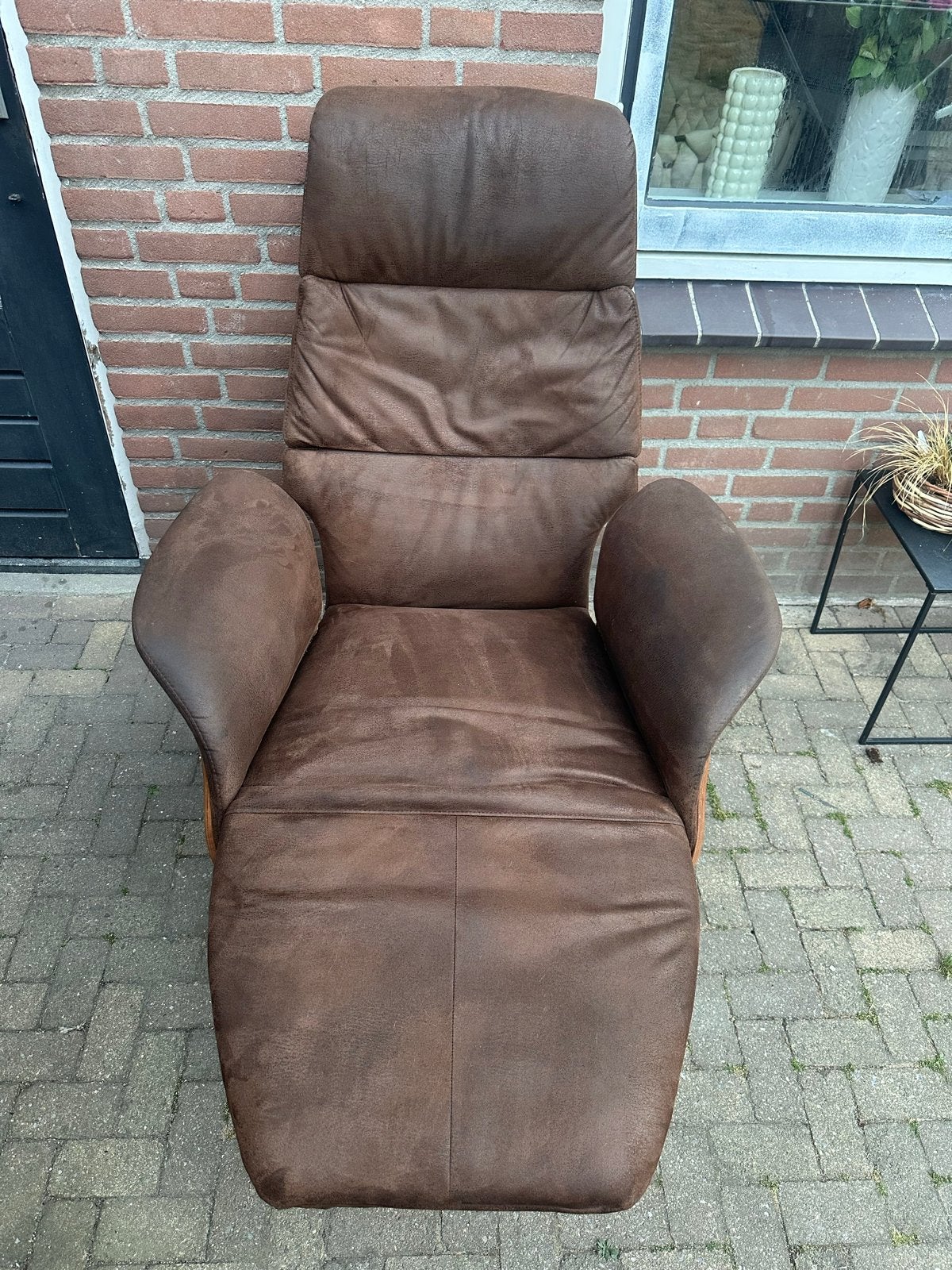 bruine relaxfauteuil, Ophalen, Gebruikt, 100 tot 125 cm, Leer