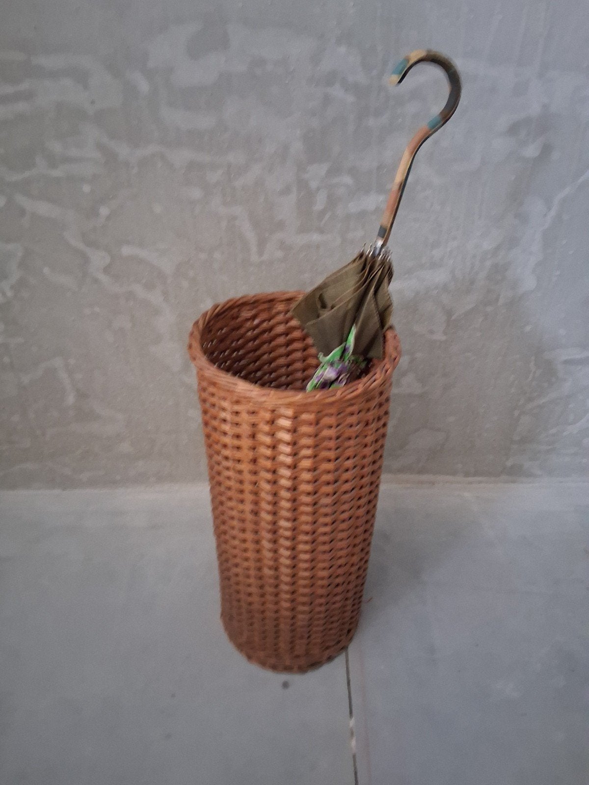 Rotan paraplubak - Vintage, Ophalen, Gebruikt, Bruin