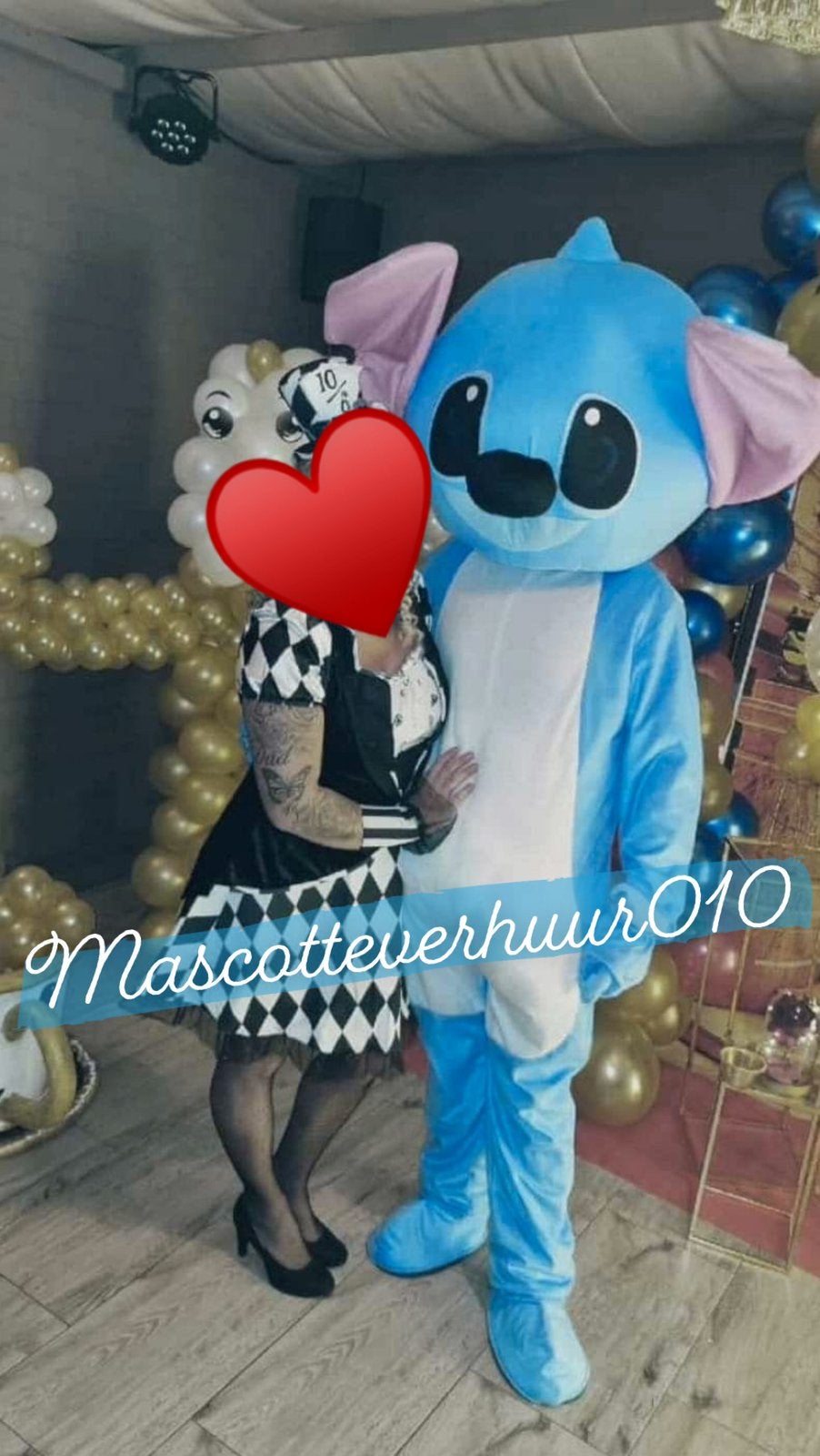 Stitch mascotte te huur, Ophalen, Zo goed als nieuw, Verjaardag