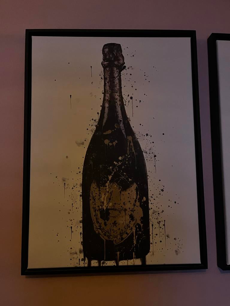 Canvas schilderijen met champagnefles, Ophalen